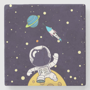 宇宙飛行士が宇宙を探検 ストーンコースター