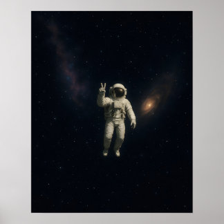 宇宙飛行士が宇宙空間に浮かぶポスター ポスター