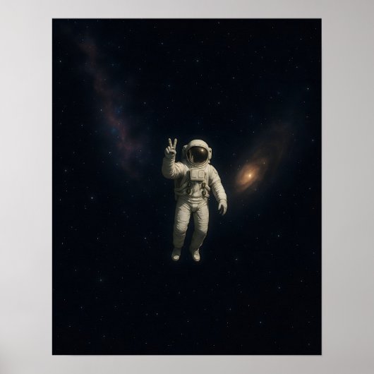 宇宙飛行士が宇宙空間に浮かぶポスター ポスター (正面)