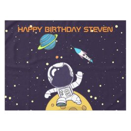 宇宙飛行士が宇宙空間を探検する誕生日 テーブルクロス