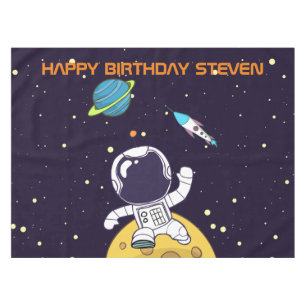 宇宙飛行士が宇宙空間を探検する誕生日 テーブルクロス