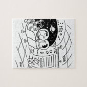 宇宙飛行士が宇宙船の郵便カートンアニメに出演 ジグソーパズル (横)