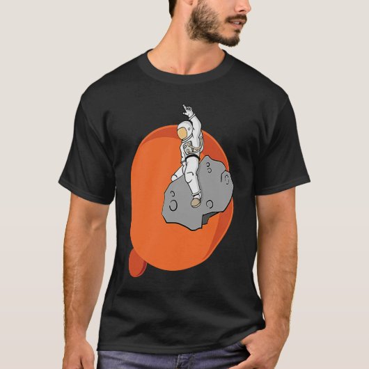 宇宙飛行士が小惑星に乗る Tシャツ (正面)
