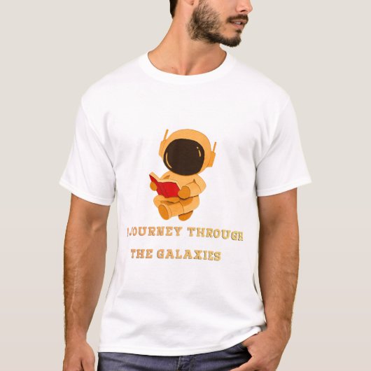 宇宙飛行士が本を読む宇宙Tシャツ Tシャツ (正面)