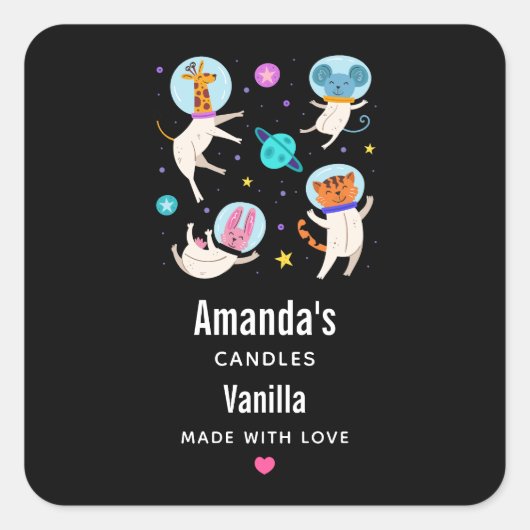 宇宙飛行士が活躍する宇宙キャンドルビジネス スクエアシール (正面)