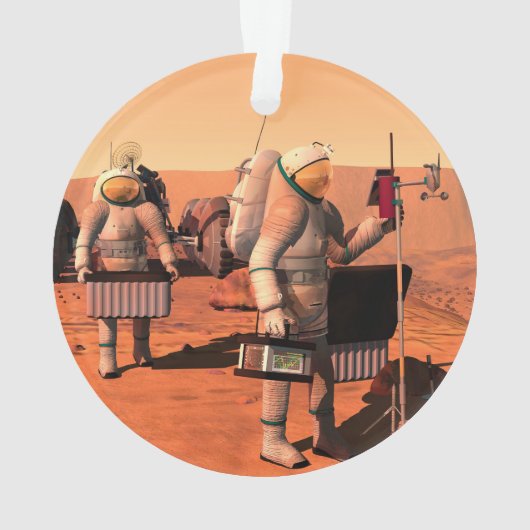 宇宙飛行士が火星に気象機器を設置する。 オーナメント (裏面)