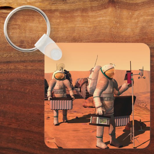 宇宙飛行士が火星に気象機器を設置する。 キーホルダー (正面)