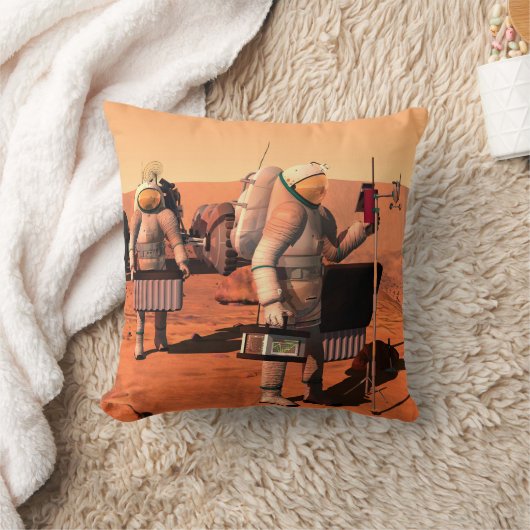 宇宙飛行士が火星に気象機器を設置する。 クッション (ブランケット)