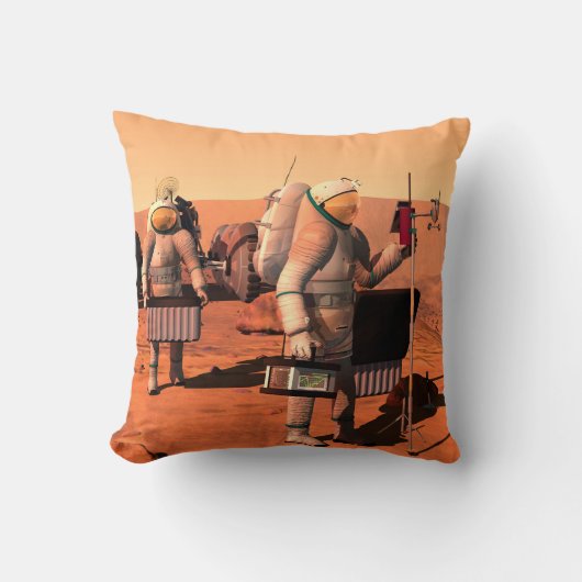 宇宙飛行士が火星に気象機器を設置する。 クッション (正面)