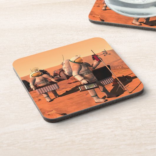 宇宙飛行士が火星に気象機器を設置する。 コースター (左側)