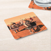 宇宙飛行士が火星に気象機器を設置する。 スクエアペーパーコースター (アングル)