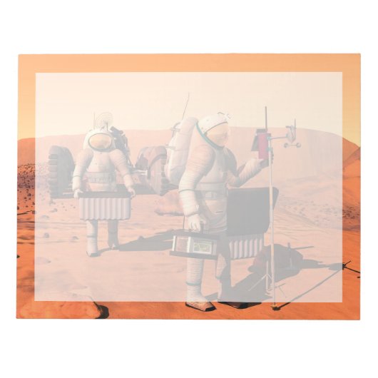 宇宙飛行士が火星に気象機器を設置する。 ノートパッド (正面)