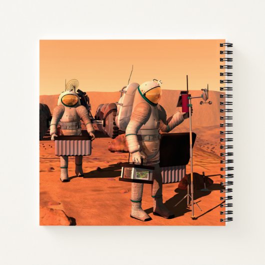 宇宙飛行士が火星に気象機器を設置する。 ノートブック (裏面)