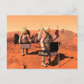 宇宙飛行士が火星に気象機器を設置する。 ポストカード (正面)