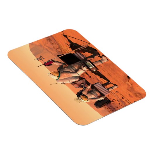 宇宙飛行士が火星に気象機器を設置する。 マグネット (右側)