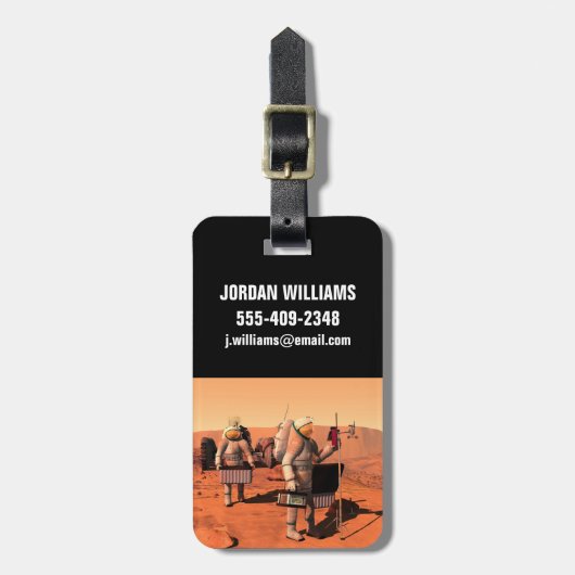 宇宙飛行士が火星に気象機器を設置する。 ラゲッジタグ (正面縦)