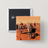 宇宙飛行士が火星に気象機器を設置する。 缶バッジ (正面&裏面)