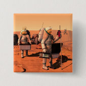 宇宙飛行士が火星に気象機器を設置する。 缶バッジ (正面)