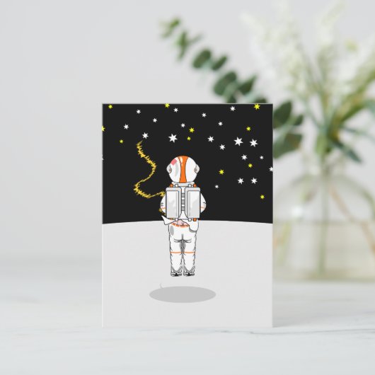 宇宙飛行士が短い間引きを宇宙 ポストカード (スタンド正面)