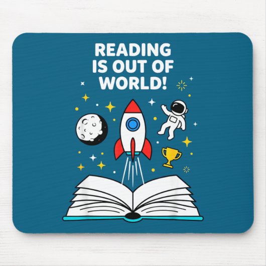 宇宙飛行士が読書するなんて宇宙規模の出来事！ マウスパッド (正面)