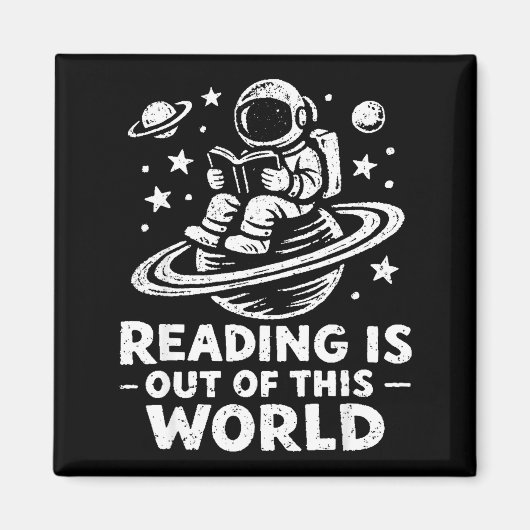 宇宙飛行士が読書中 宇宙を超えた読書 マグネット (正面)