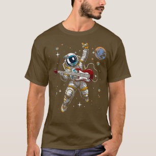 宇宙飛行士が赤いギターで小惑星にてスペースジャムを演奏する Tシャツ