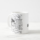 宇宙飛行士が郵便が届くのを見て驚く コーヒーマグカップ (正面左)