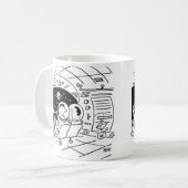 宇宙飛行士が郵便が届くのを見て驚く コーヒーマグカップ (正面左)