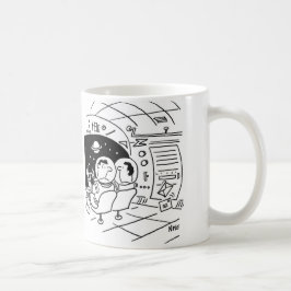 宇宙飛行士が郵便が届くのを見て驚く コーヒーマグカップ