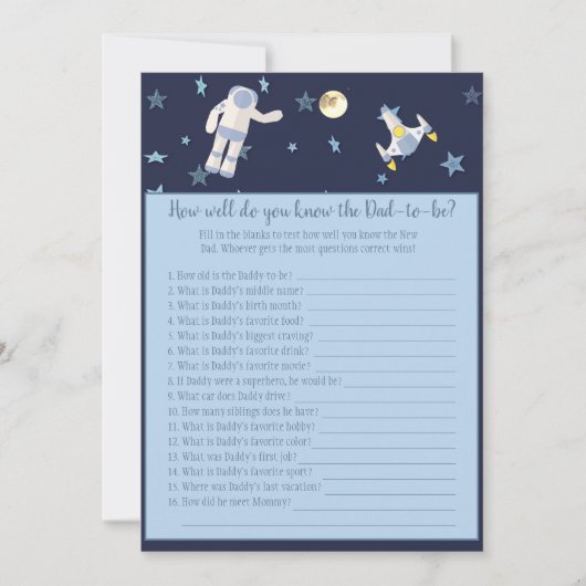 宇宙飛行士でパパ最高のベビー 招待状 (正面)