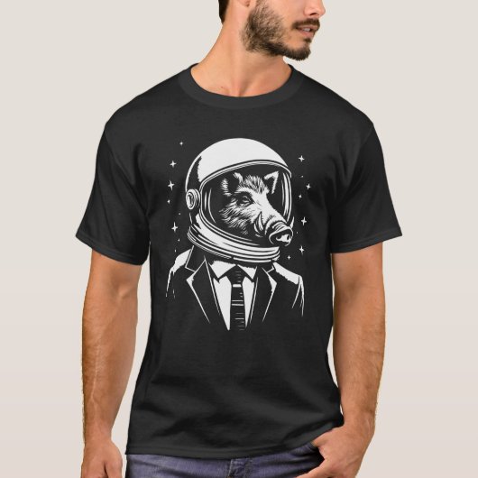 宇宙飛行士としてのイノシシ Tシャツ (正面)