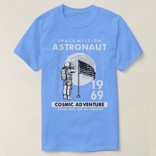 宇宙飛行士とアメリカ国旗 Tシャツ (デザイン正面)