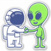 宇宙飛行士とエイリアンのビニールステッカー シール (正面)