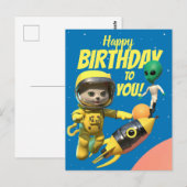 宇宙飛行士とエイリアンの楽しい誕生日ポストカード ポストカード (正面/裏面)