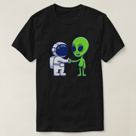 宇宙飛行士とエイリアンのTシャツ Tシャツ (デザイン正面)