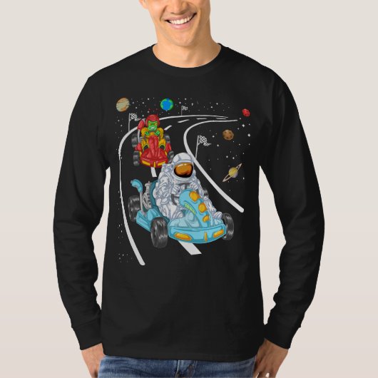 宇宙飛行士とエイリアンゴカート Tシャツ (正面)