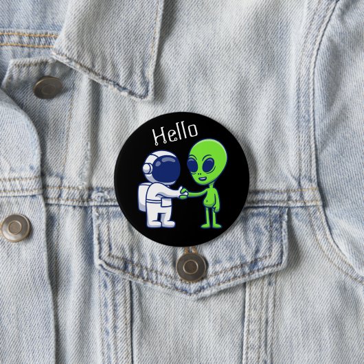 宇宙飛行士とエイリアンボタン 缶バッジ (インサイチュ)