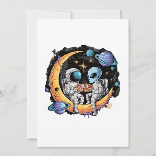 宇宙飛行士とエイリアン楽しむのスライス 招待状 (正面)