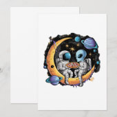 宇宙飛行士とエイリアン楽しむのスライス 招待状 (正面/裏面)