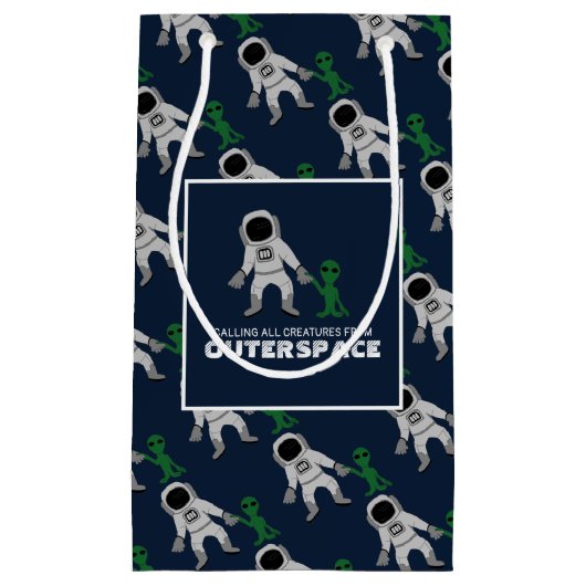 宇宙飛行士とエイリアン、アウタースペースパーティー スモールペーパーバッグ (正面)