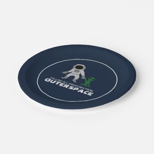 宇宙飛行士とエイリアン、アウタースペース ペーパープレート (アングル)