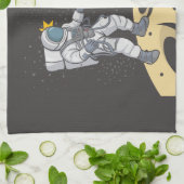 宇宙飛行士とエイリアン キッチンタオル (折り畳み)