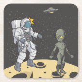 宇宙飛行士とエイリアン スクエアペーパーコースター (正面)