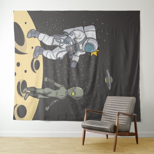 宇宙飛行士とエイリアン タペストリー (インサイチュ(横))