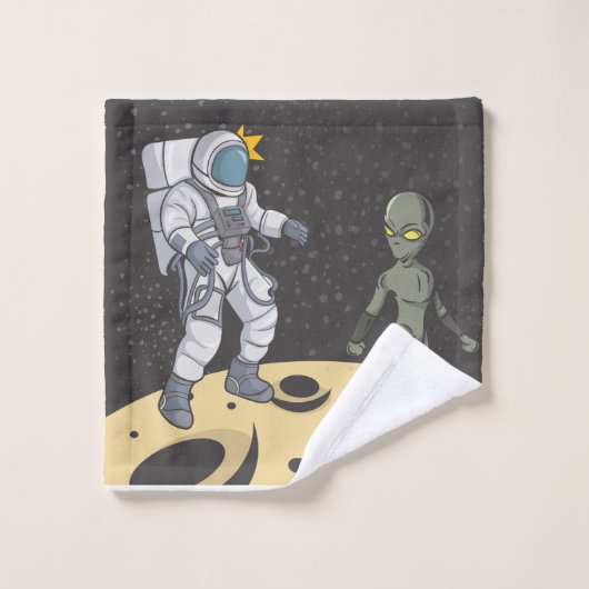 宇宙飛行士とエイリアン バスタオルセット (ウォッシュタオル)