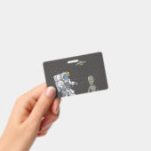 宇宙飛行士とエイリアン バッジ (手持ち)