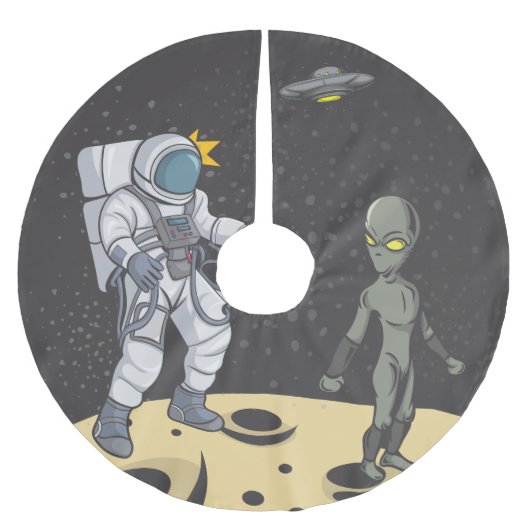 宇宙飛行士とエイリアン ブラッシュドポリエステルツリースカート (正面)