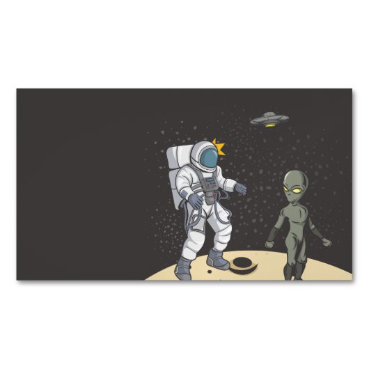宇宙飛行士とエイリアン マグネット名刺 (正面)