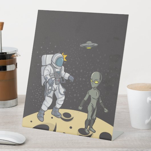宇宙飛行士とエイリアン 台座サイン (インサイチュ)