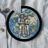 宇宙飛行士とエイリアン 缶バッジ (インサイチュ)